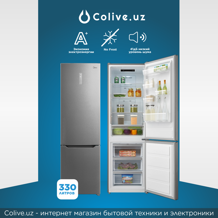 Холодильник Midea MDRB489FGG02 330 л, металлик, No Frost